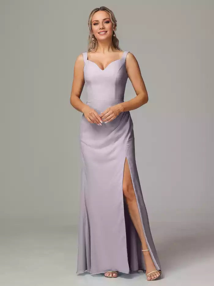V Neck Sleeveless Chiffon Bridesmaid Dress With Slit
