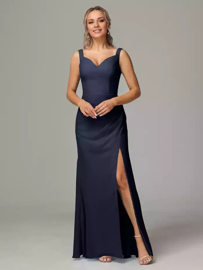 V Neck Sleeveless Chiffon Bridesmaid Dress With Slit