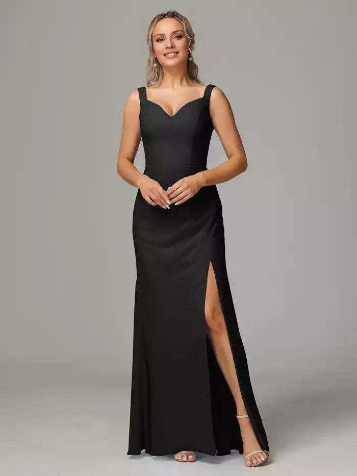 V Neck Sleeveless Chiffon Bridesmaid Dress With Slit