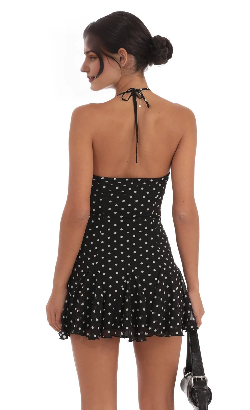 Vintage-Inspired A-Line Halter-Neck Sleeveless Tie-Back Short Length Homecoming Dresses
