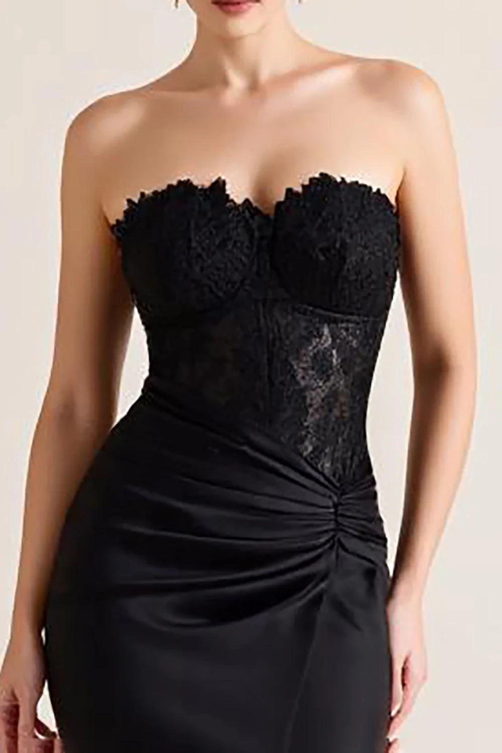 Vintage Mermaid Strapless Sleeveless Corset Floor-Length Side Slit Evening dress