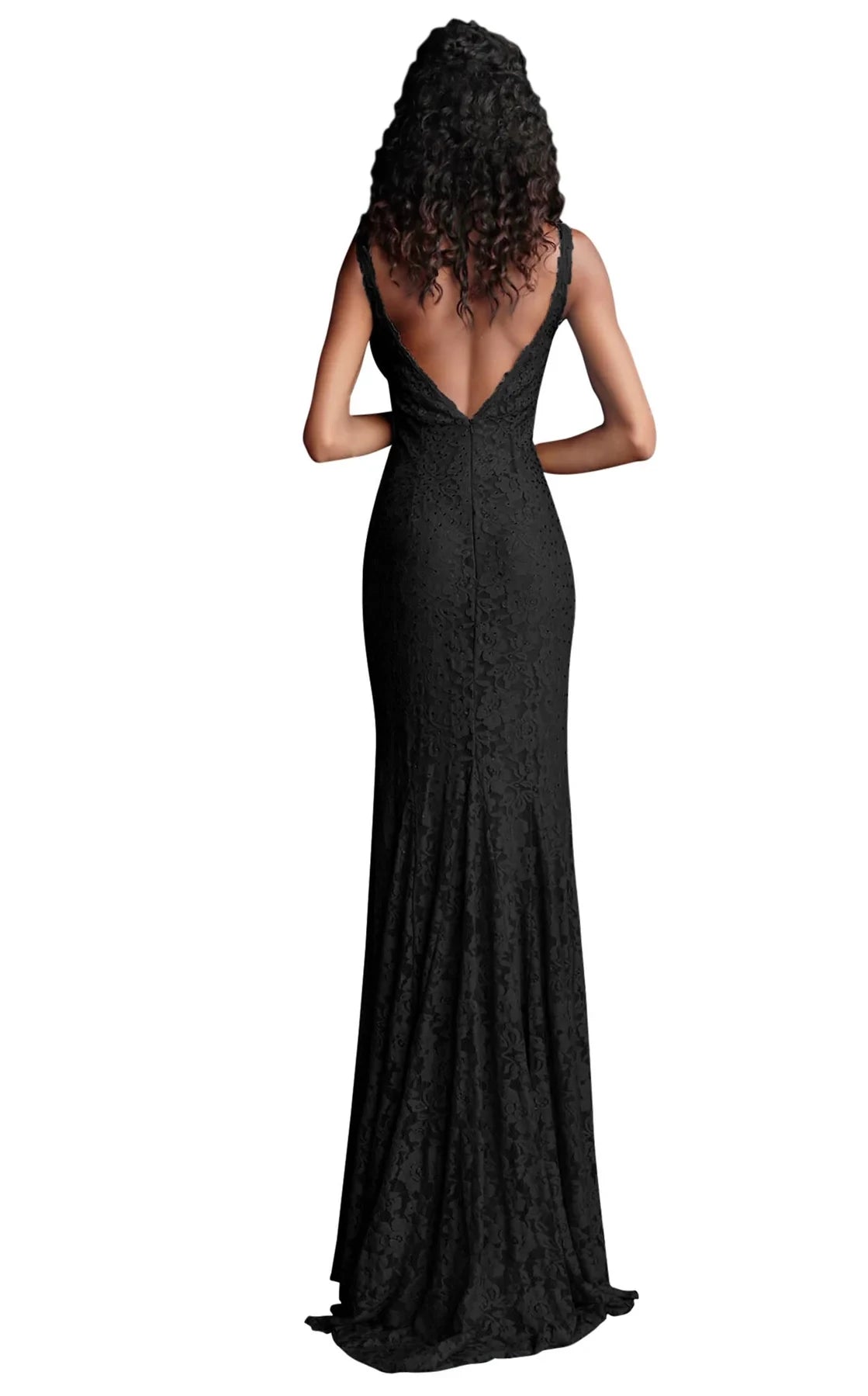 Vintage Mermaid V Neck Sleeveless Back Zip Floor-Length Evening dress