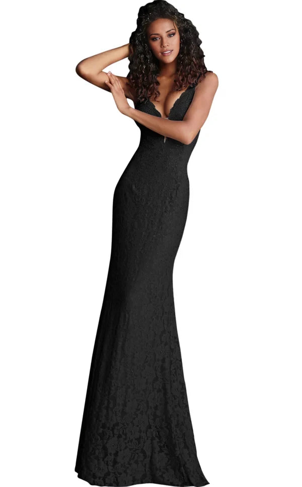 Vintage Mermaid V Neck Sleeveless Back Zip Floor-Length Evening dress
