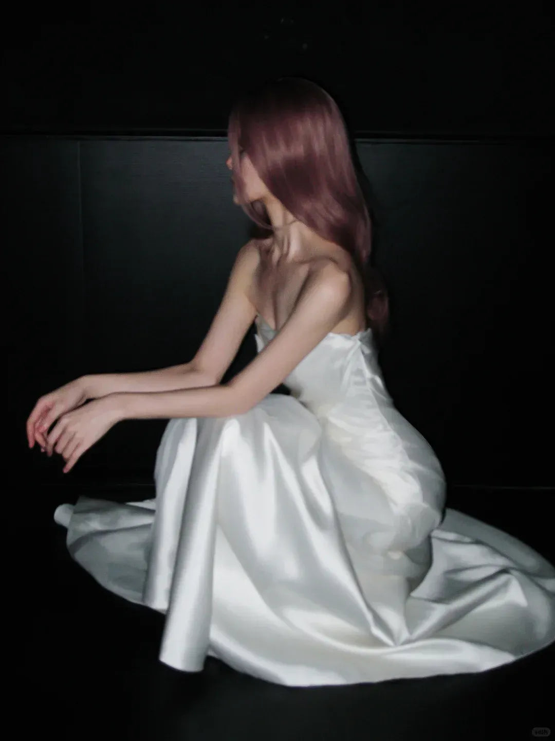 White Satin Mermaid Gown – Strapless Lace-Appliqué Prom Dress with Train