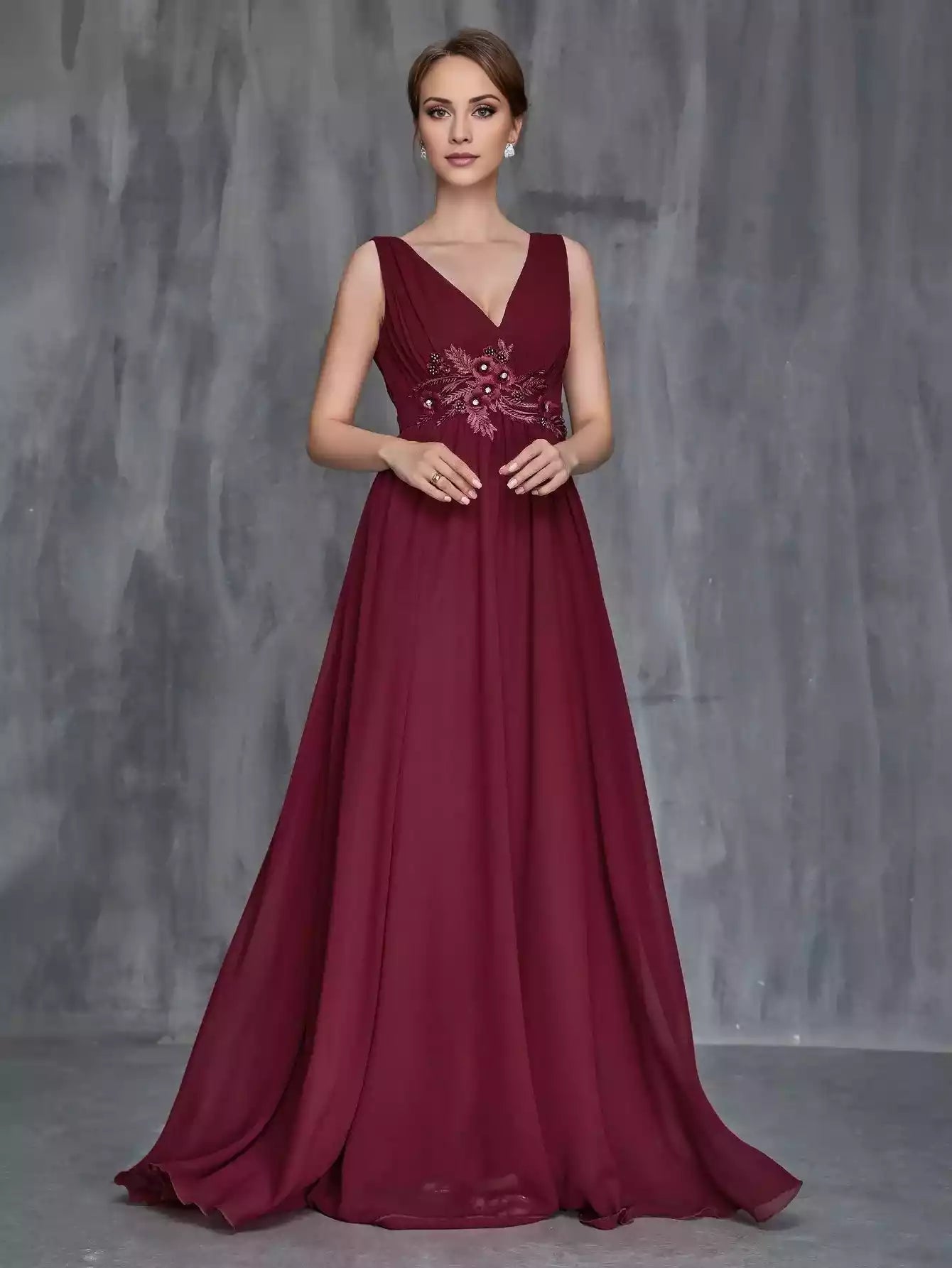 Womens‘ Applique Detail Chiffon Dress Mother of the Bride Dress
