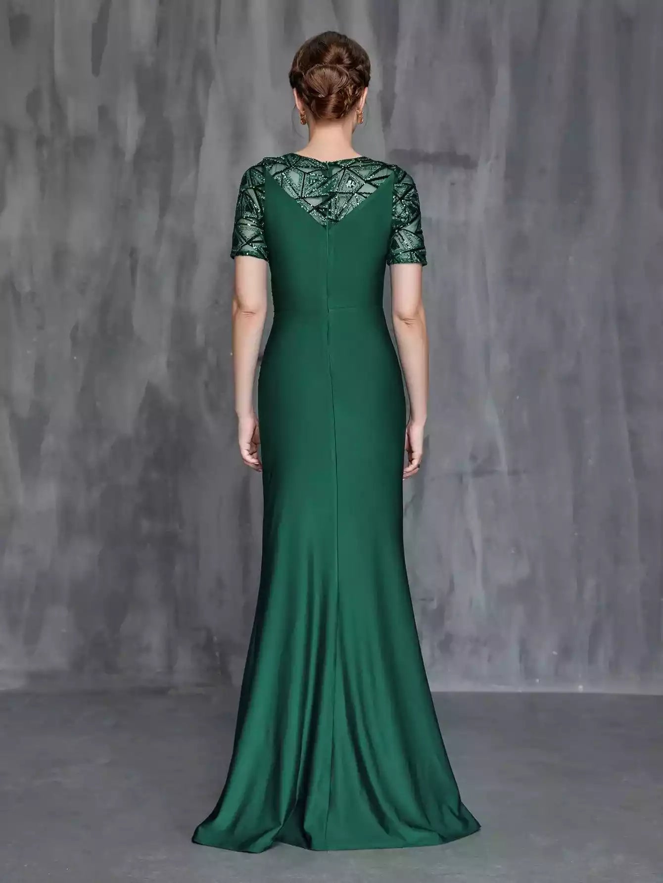 Womens' Mermaid Hem Sequin Contrast Satin Formal Mother of the Bride Dress