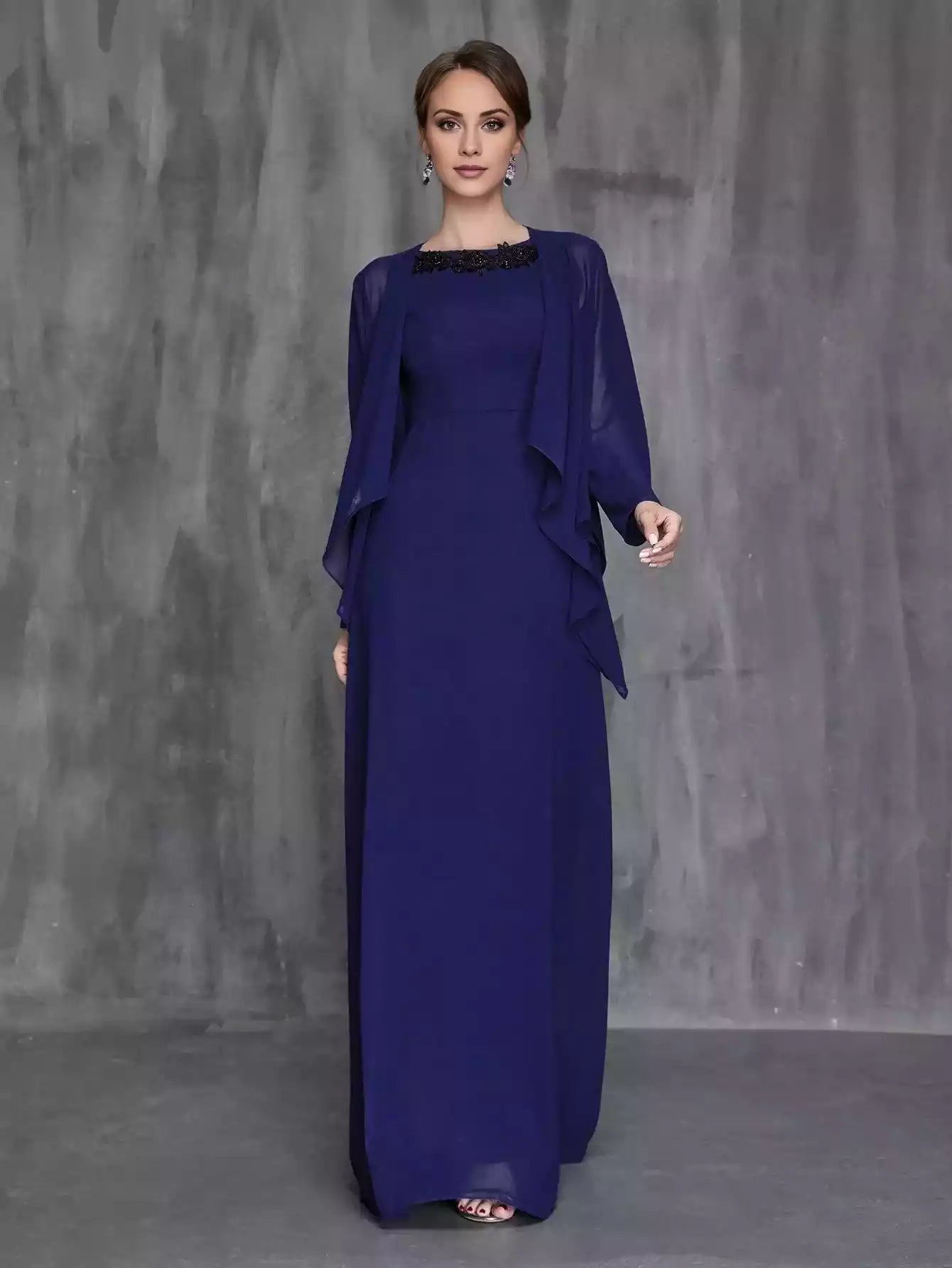 Womens' Solid Chiffon Two-piece Sets Mother of the Bride Dress