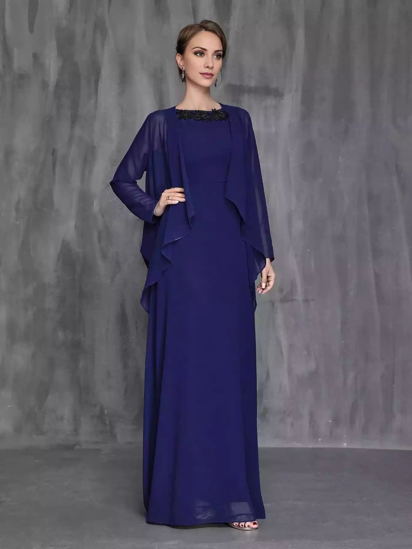 Womens' Solid Chiffon Two-piece Sets Mother of the Bride Dress