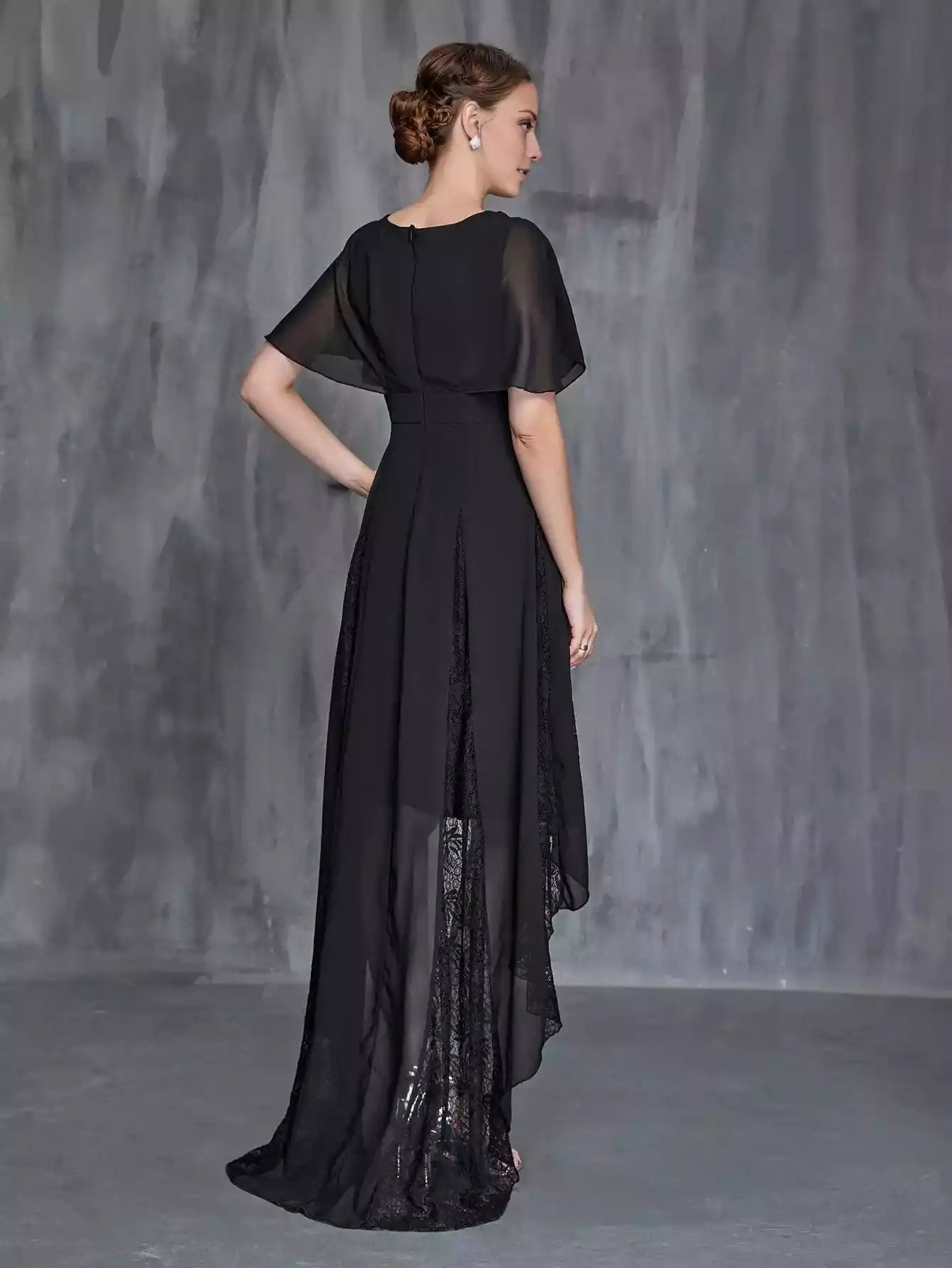 Womens' Surplice Neck High Low Hem Chiffon Dress Mother of the Bride Dress