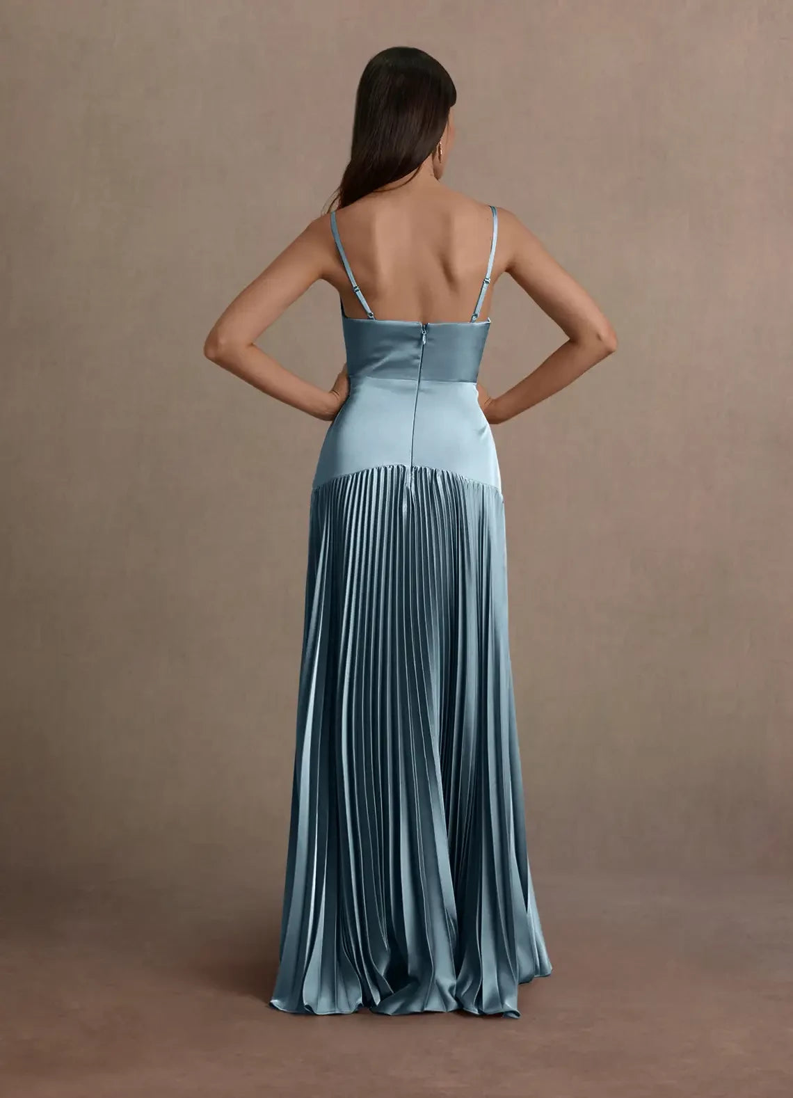 v neck Dropped Waist Gown Evening Dresses